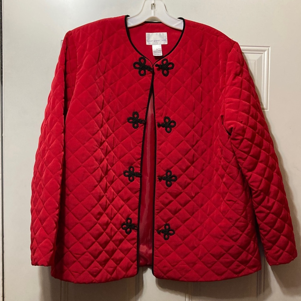 Red Quilted Women's Jacket L